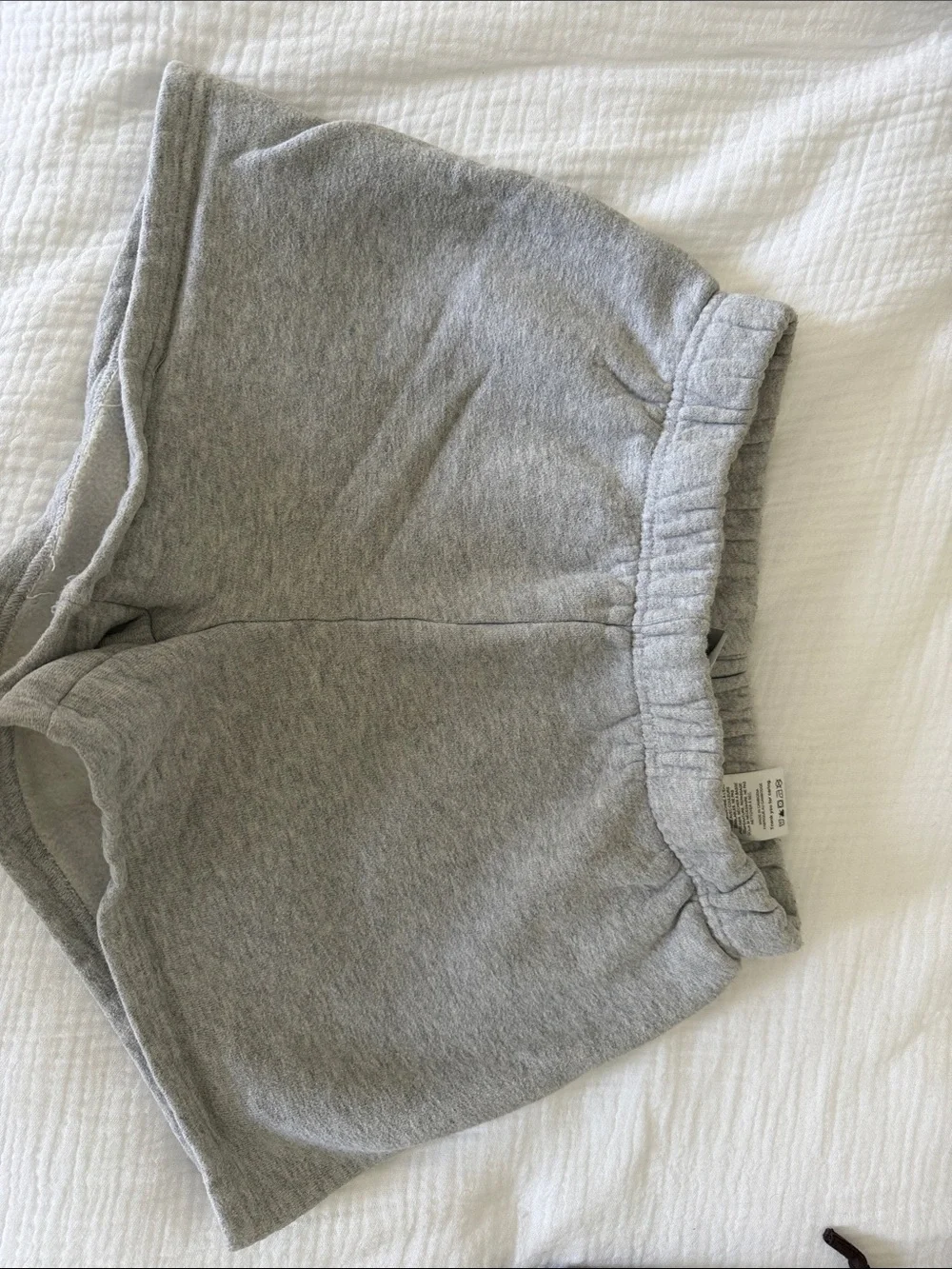 Aritzia Light Gray Terry Elastic-Waist Shorts